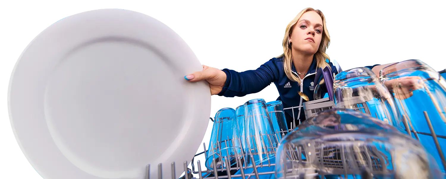 Ellie from team GB holding a plate